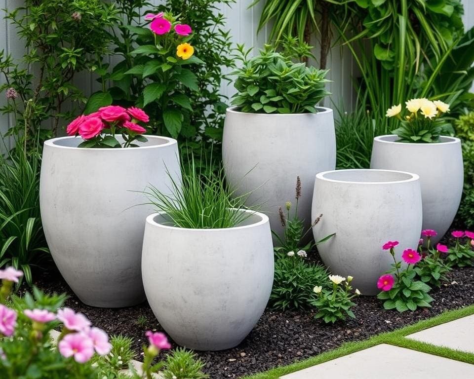 Blumenkübel aus Beton: Minimalistische Deko für den Garten