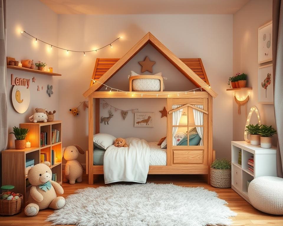 Kinderzimmer dekorieren mit Hausbett