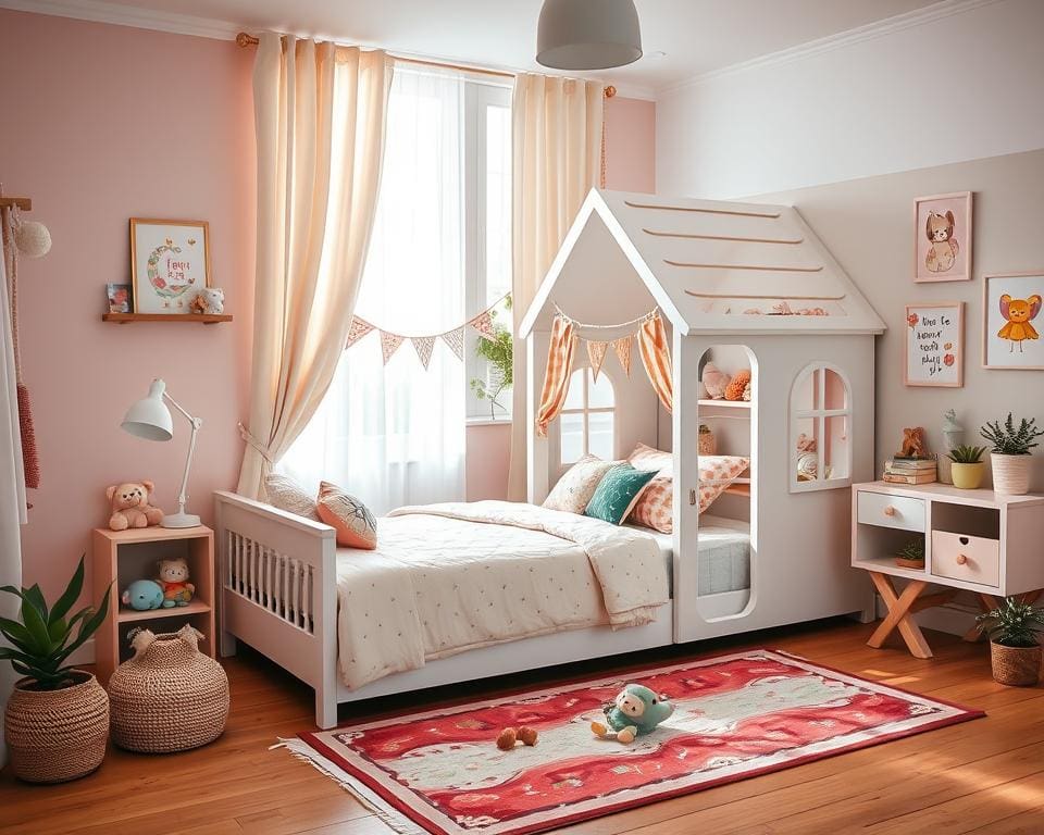 Kinderzimmer dekorieren mit Hausbett