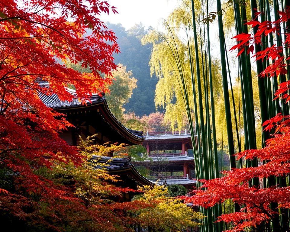 Kyoto Tempel und Arashiyama Bambuswald in Japan