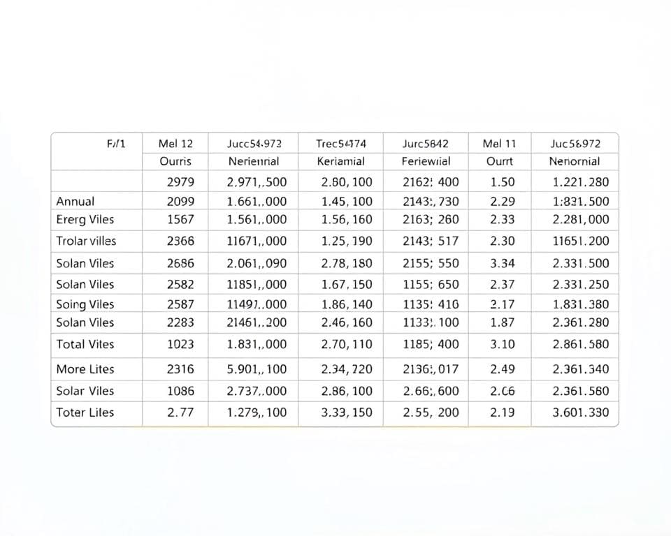 PV-Ertrag Tabelle