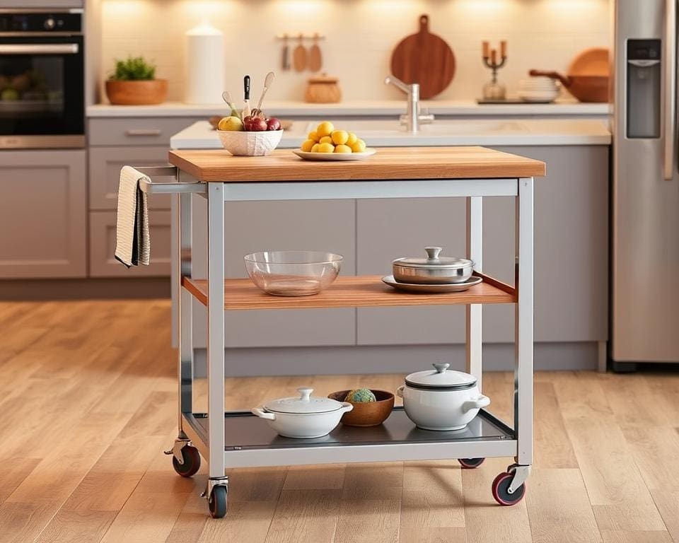 Multifunktionale Küchenwagen mit Arbeitsplatte