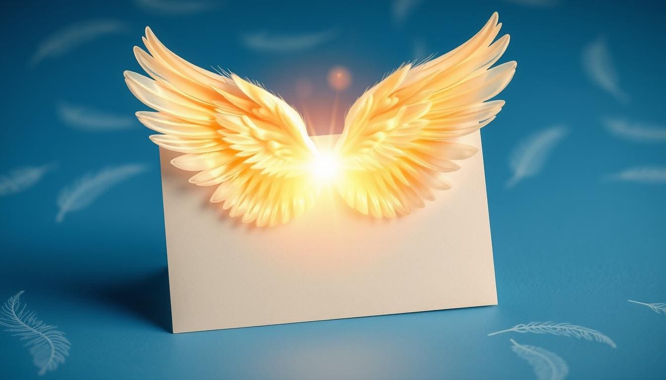 Engelkarte ziehen - Eine leuchtende Engelkarte mit sanftem Licht