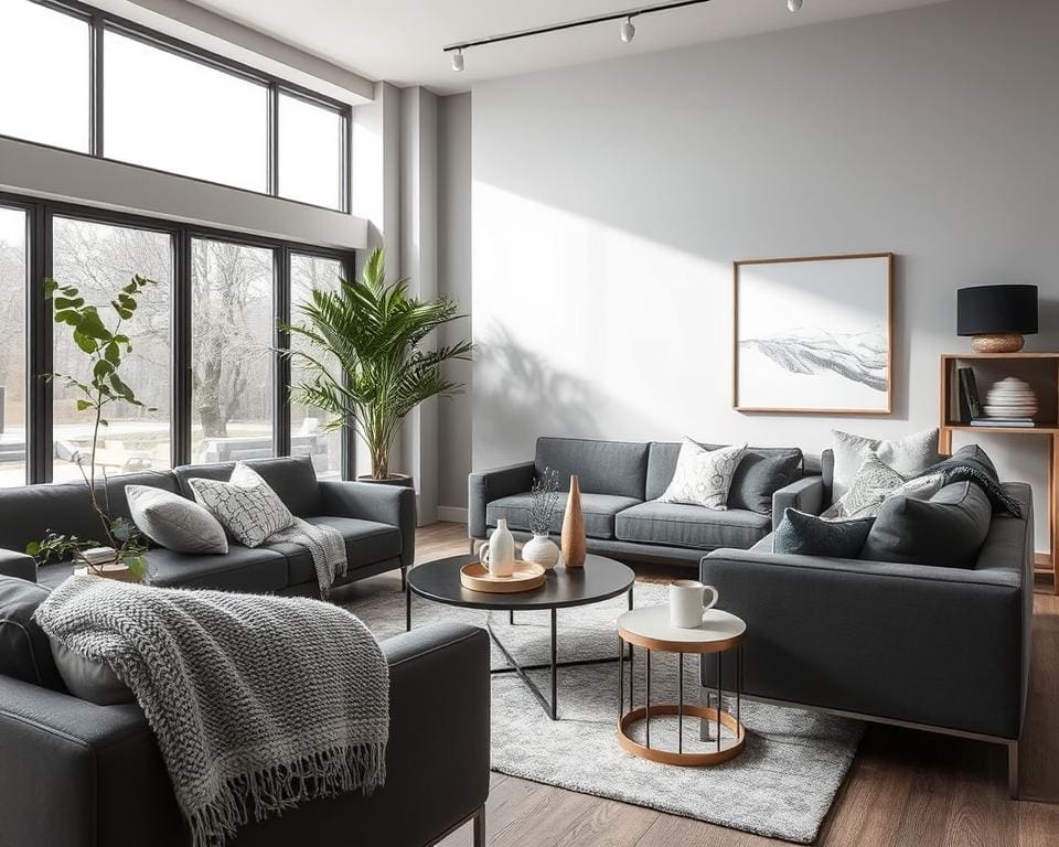 Graue Wohnzimmer Deko Ideen