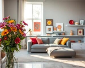 Wie bringst du Farbe in ein graues Interieur?