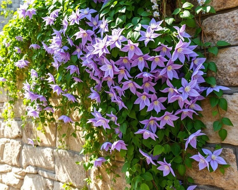Wächst die Clematis auch ohne Kletterhilfe?